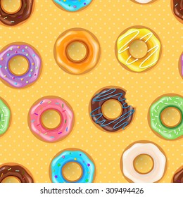 Vector illustration of Colorful donuts seamless pattern