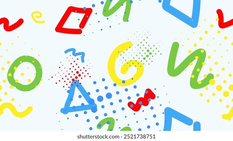 Vector illustration. Colorful dotted seamless pattern on bright background. Design for background, wallpaper, poster, banner, album, cover.