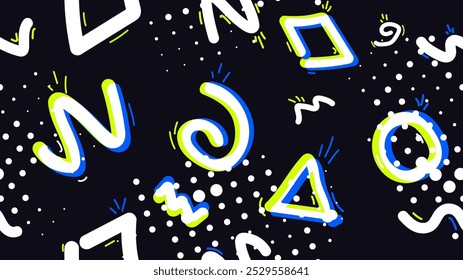 Vector illustration. Colorful dotted seamless texture on blue background. Design for texture, background, wallpaper, poster, banner, album, cover.