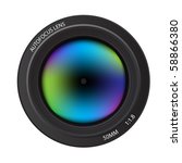 Vector - Illustration of a colorful dslr camera lens, front view