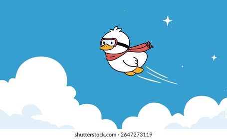 Vector illustration of a colorful duck. Minimalist flat design, isolated on white background. Great for logo, icon, children’s book, and educational materials