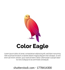 Vector illustration of colorful eagle logo, icon, sticker design template