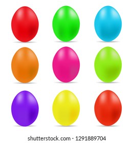 Vector illustration of colorful Easter eggs collection on a white background