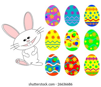 ilustración vectorial de coloridos iconos de Pascua