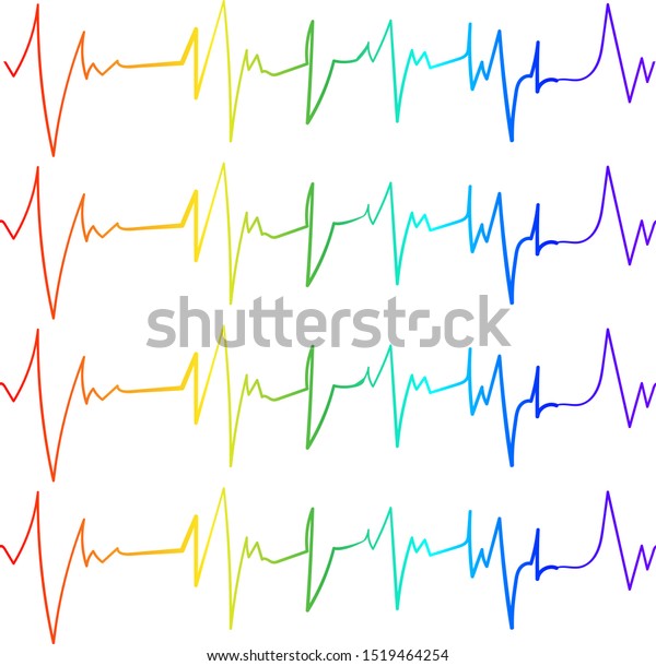 ベクターイラスト カラフルな心電図の線 心拍心電図の様式化 健康と