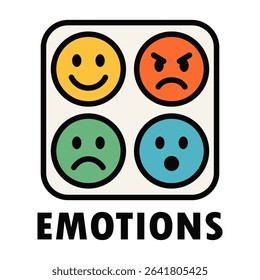 Vector illustration of colorful emotional smiley faces.