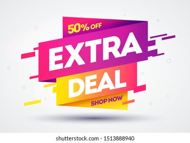 Vector Illustration Colorful Extra Deal Offer Sale Banner.