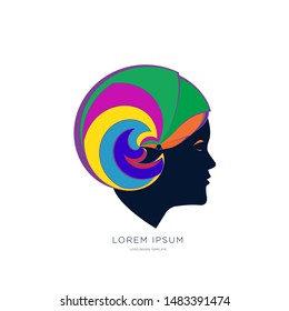 Vector Illustration Colorful Female Head Logo Stock Vector (Royalty ...