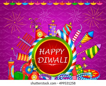 vector illustration of colorful fire cracker for Happy Diwali holiday of India