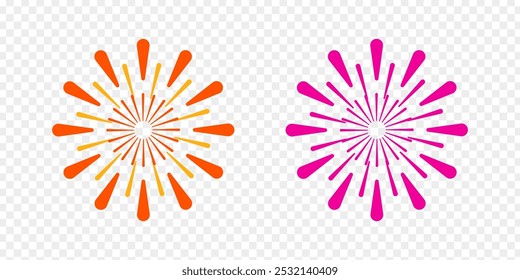 Ilustración vectorial de petardos coloridos sobre fondo transparente