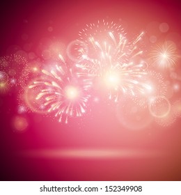 Vector Illustration of Colorful Fireworks