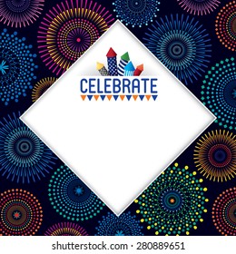 Vector illustration of colorful fireworks background.