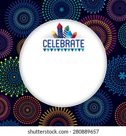 Vector illustration of colorful fireworks background.