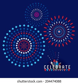 Vector illustration of Colorful fireworks. Celebrate theme.