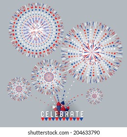 Vector illustration of Colorful fireworks. Celebrate theme.