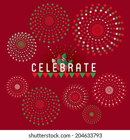 Vector illustration of Colorful fireworks. Celebrate theme.