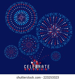 Vector illustration of Colorful fireworks. Celebrate theme.