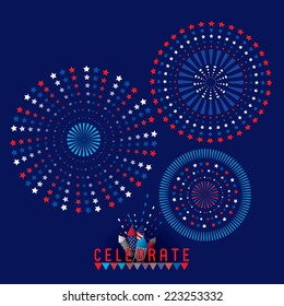 Vector illustration of Colorful fireworks. Celebrate theme.