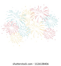 Vector illustration of colorful fireworks with stars.