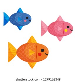 Vector illustration of colorful fish isolated on white background