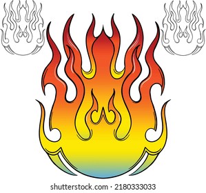Vektorgrafik einer bunten Flamme und der Linienkunst