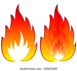 Vector illustration of colorful flames on white background