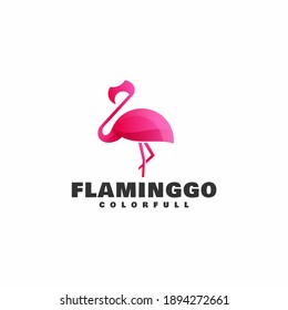 Vector illustration of colorful flamingo icon with gradient color.