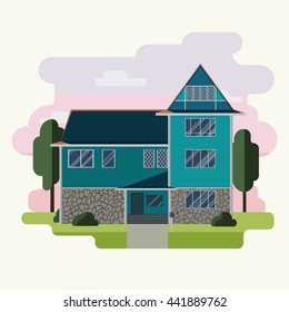 Vector illustration of colorful flat house.