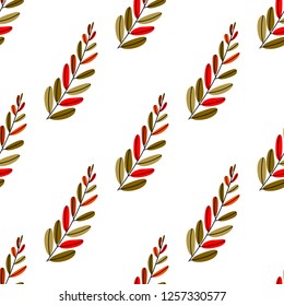 Vector illustration. colorful flat leaf of plant or flower or branch isolated on white. Decor floral plant element. Seamless botanic pattern.