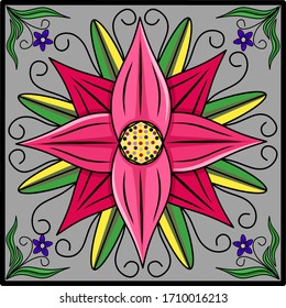 Vector illustration of a colorful floral motif. You can use it as a wall decoration, a motif on a glass of drink, or a motif on a cloth.