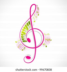 vector illustration of colorful floral musical note