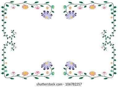 Vector illustration of colorful flower border isolated on white background