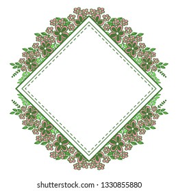 Vector illustration colorful flower frame with white backdrop hand drawn
