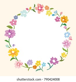 Vector illustration of colorful flower wreath frame 