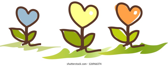 A vector illustration of colorful flowers