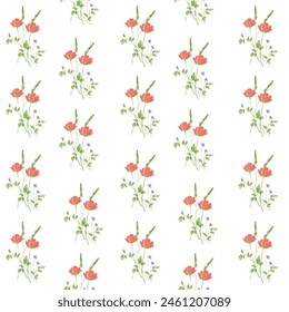 Ilustración vectorial Colorido Flores Patrón Acuarela