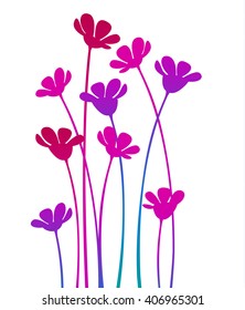 Vector illustration of colorful flowers, wild flowers