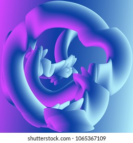 Vector illustration of a colorful fluid 3d objects smoothly flowing into each other. Liquid color background. Multicolored geometric wallpaper.