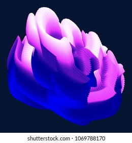 Vector illustration of a colorful fluid 3d objects smoothly flowing into each other. Liquid color background. Multicolored geometric wallpaper.