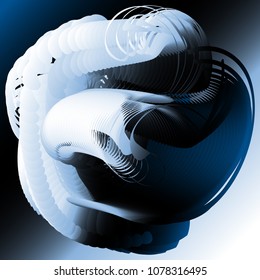 Vector illustration of a colorful fluid 3d objects. Futuristic techno concept. Complex extraterrestrial structure. Creative background consisting of a liquid shapes