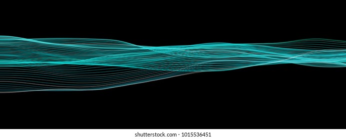 Vector illustration of a colorful fluid curves against black background. Creative geometric backdrop. Modern concept. Abstract wavy pattern