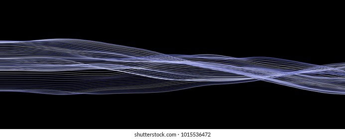 Vector illustration of a colorful fluid curves against black background. Creative geometric backdrop. Modern concept. Abstract wavy pattern