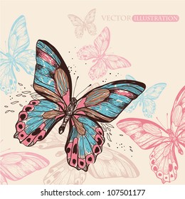 vector illustration of colorful flying butterflies