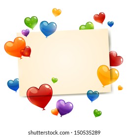 Vector Illustration of Colorful Flying Heart Balloons