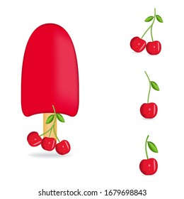 Vector illustration of colorful Fresh cherry ice cream.