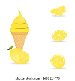 Vector illustration of colorful Fresh lemon ice cream.