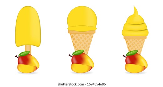 Vector illustration of colorful Fresh mango ice cream