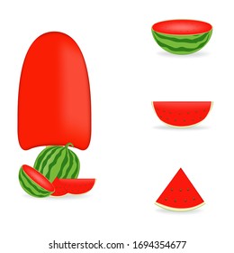 Vector illustration of colorful Fresh watermelon ice cream.