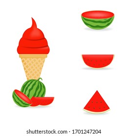 Vector illustration of colorful Fresh watermelon ice cream.