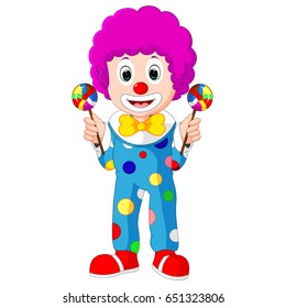 vector illustration of Colorful Friendly Clown With Lolly pop